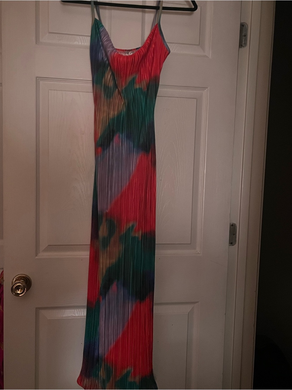 Unlisted Multicolor Pleated Maxi Dress — Red, Green, Purple, Tan
